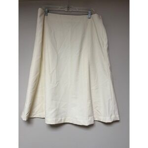 Laura Ashley Cream A Line Midi Skirt Women's Size 16 Polyester Rayon Spandex